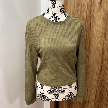 Khaki Crop vékony pulóver (S)
