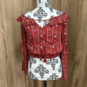 H&M bordó crop blúz (M)