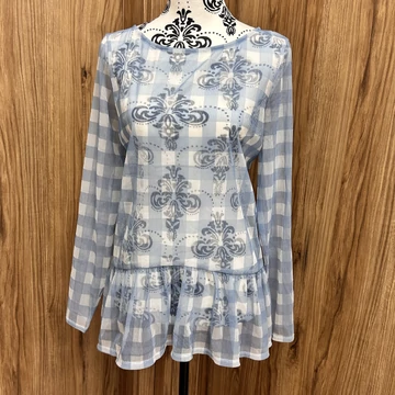 Marks & Spencer kék fehér kockás lenge blúz (XL)