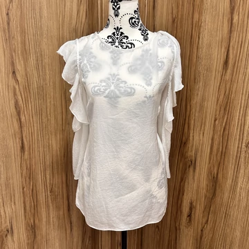 Lipsy fehér fodros ujjú blúz (L)