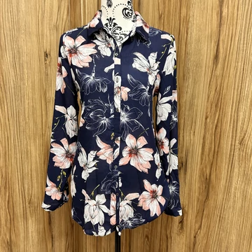 George sötétkék virág mintás ing (M)