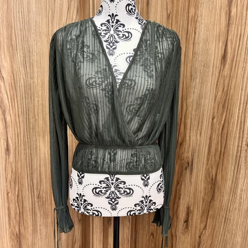 Zara khaki áttetsző blúz (M)