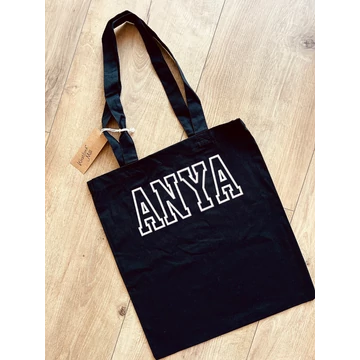 Egyedi hímzett vászontáska - Fekete