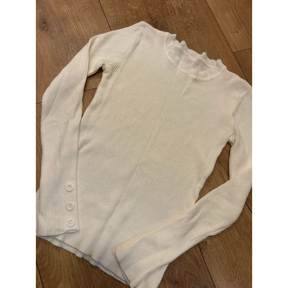 Fehér bordázott anyagú pulóver (XS-S)