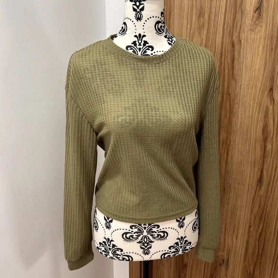 Khaki Crop vékony pulóver (S)