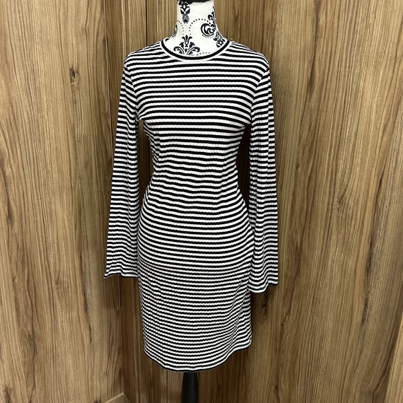 H&M fekete fehér csíkos ruha (M)