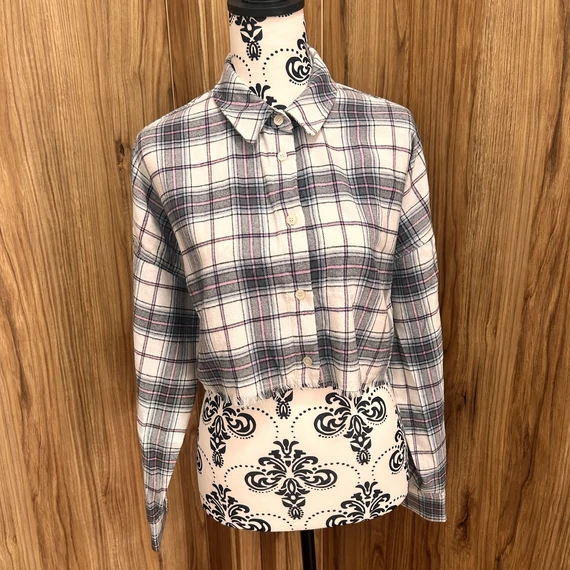 Bershka crop kockás ing (M)