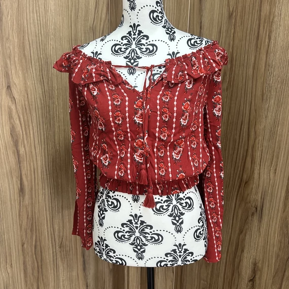 H&M bordó crop blúz (M)