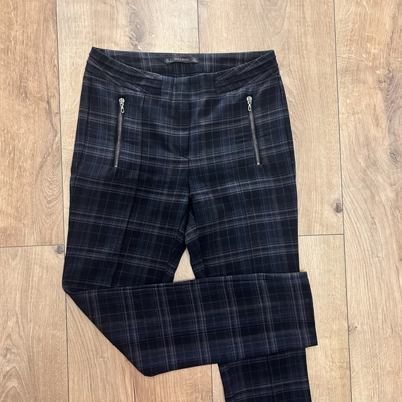 Zara fekete kék kockás nadrág (S)