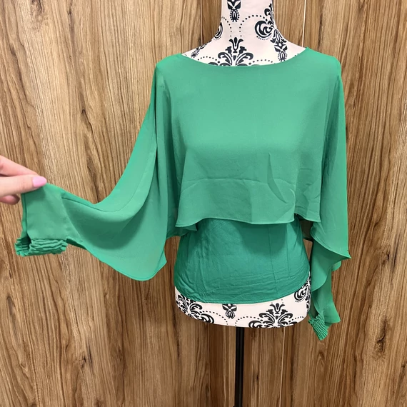 Zara zöld tüll anyagú blúz (S)