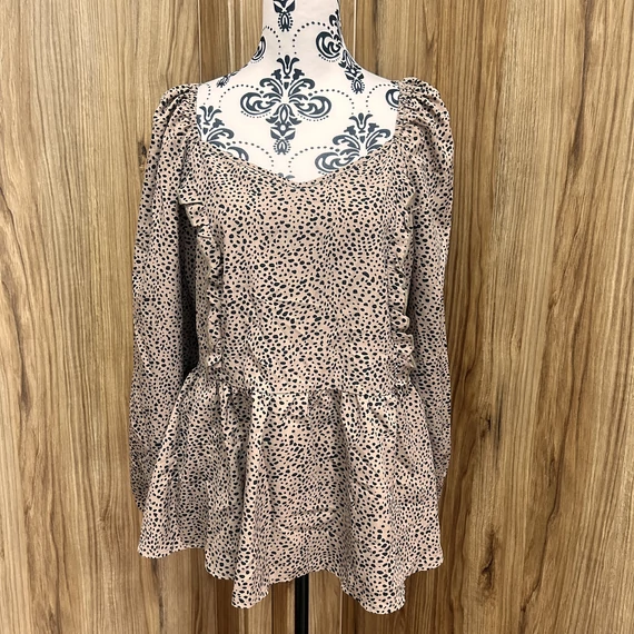 Shein leopárd mintás fodros aljú blúz (XXL)