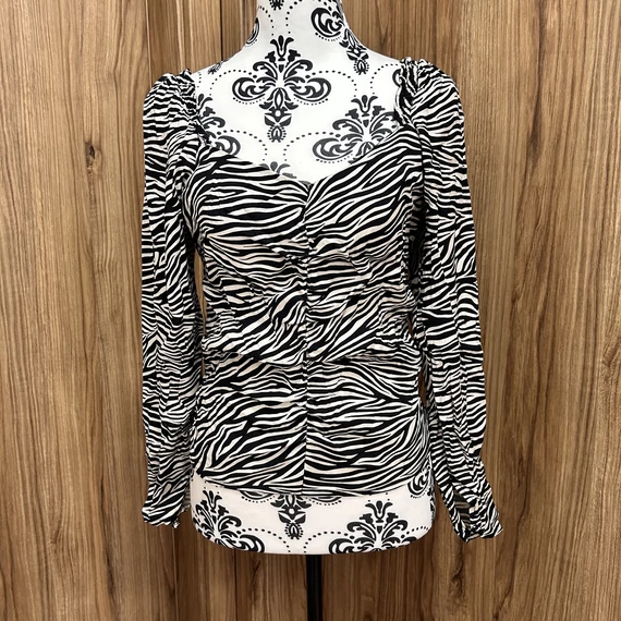 H&M Zebra mintás ráncolt blúz (L)
