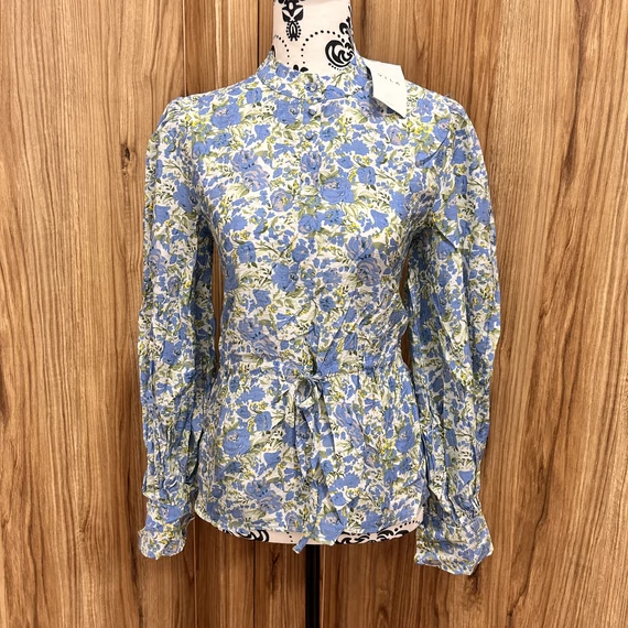 Vila kék virág mintás blúz (S)
