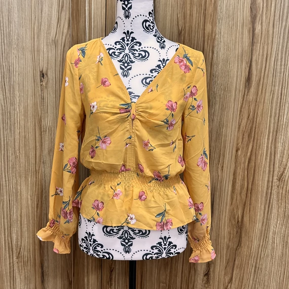 H&M narancssárga virág mintás blúz (XS)