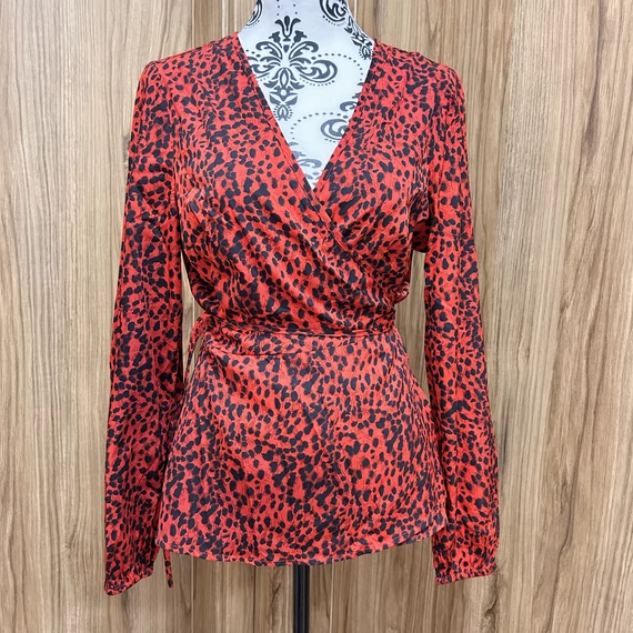 Influence piros átkötős blúz (L)