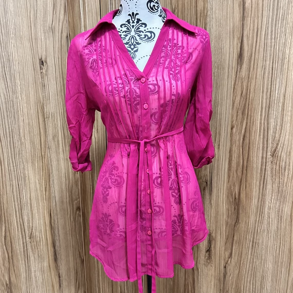 Papaya pink áttetsző ingruha (M)