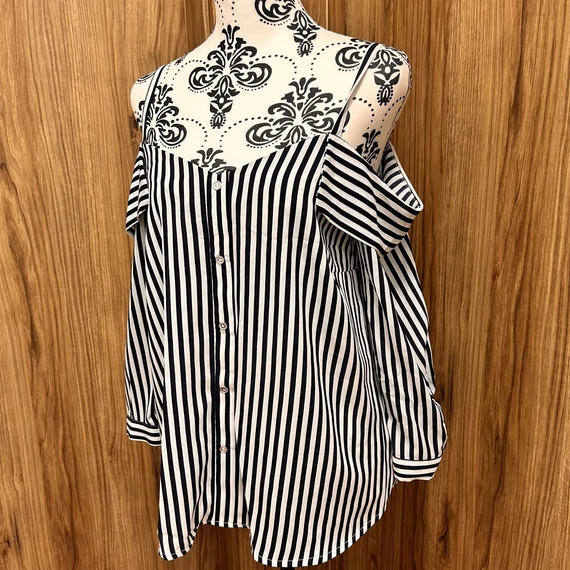 Papaya csíkos ejtett vállú ing (L) Új!