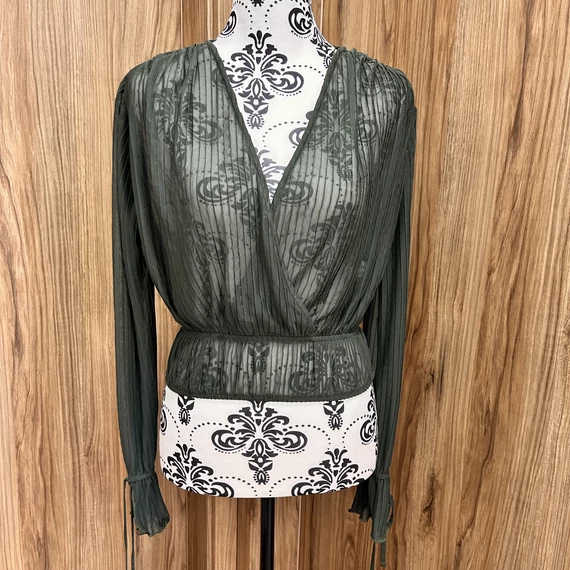 Zara khaki áttetsző blúz (M)