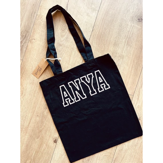 Egyedi hímzett vászontáska - Fekete